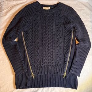 Michael Kors Cotton Side Zip Sweater, Navy